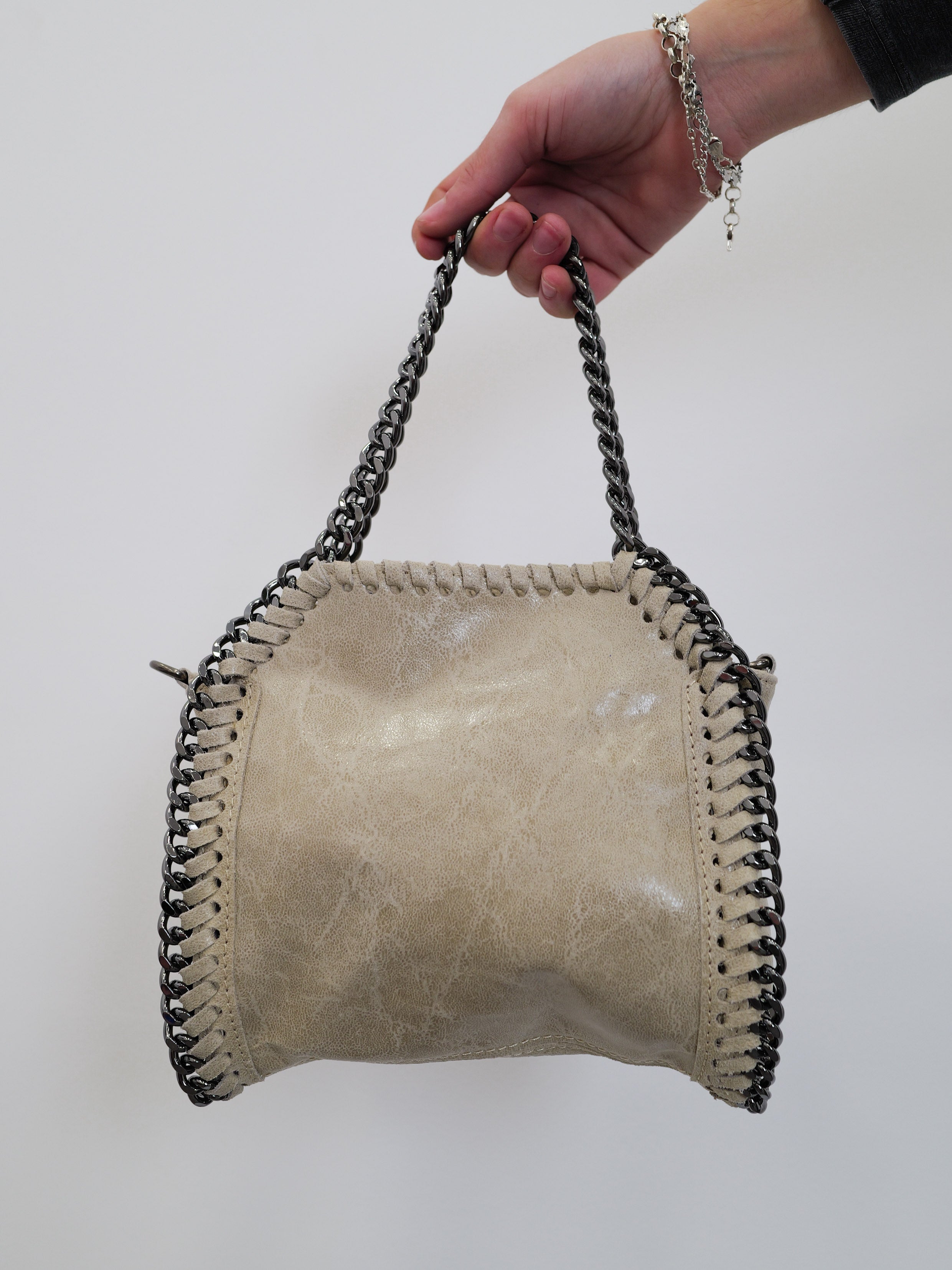 Borsa tascabile in glitter crema