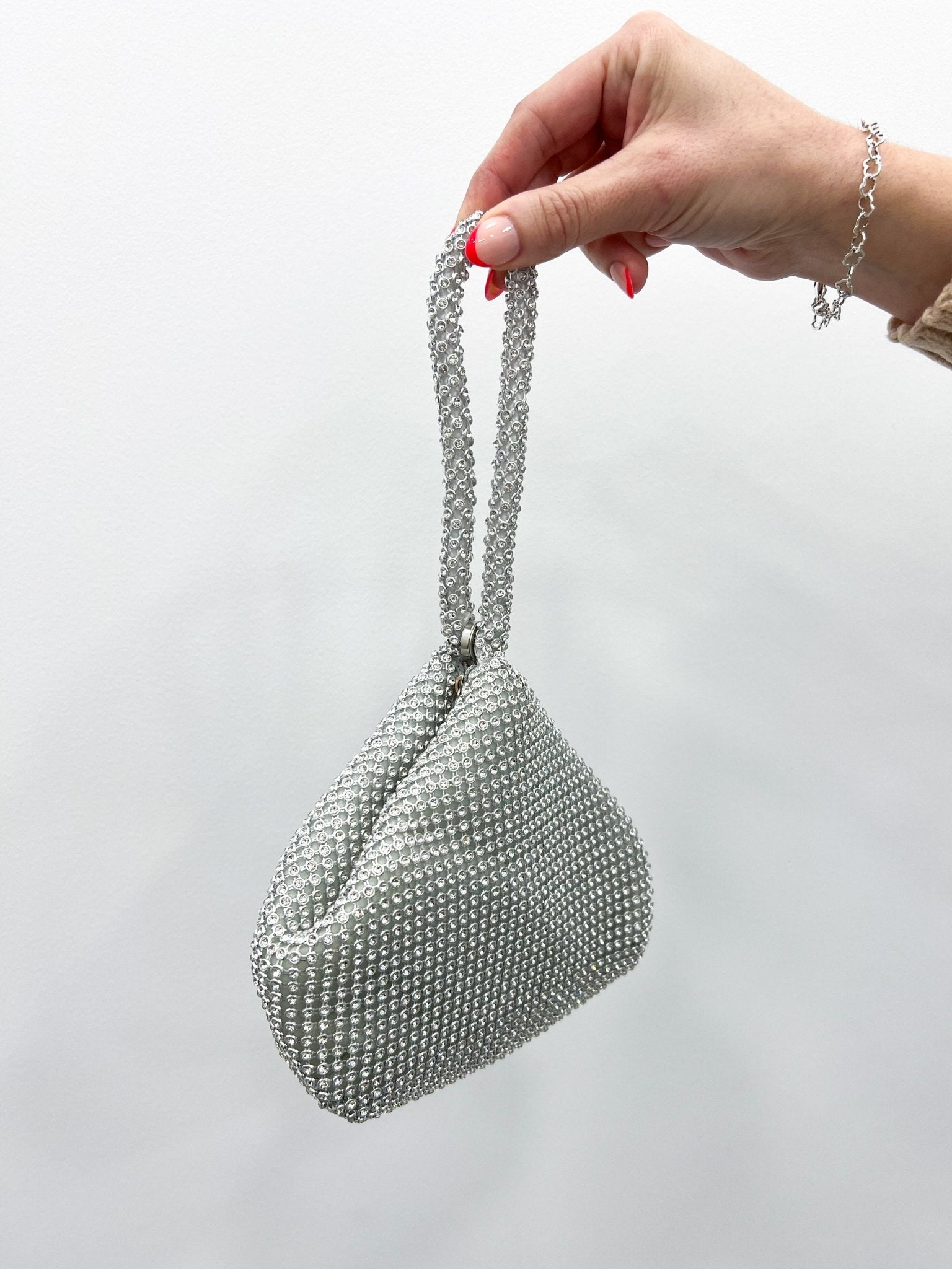 Clutch pocket glitter argento - SORELLAS