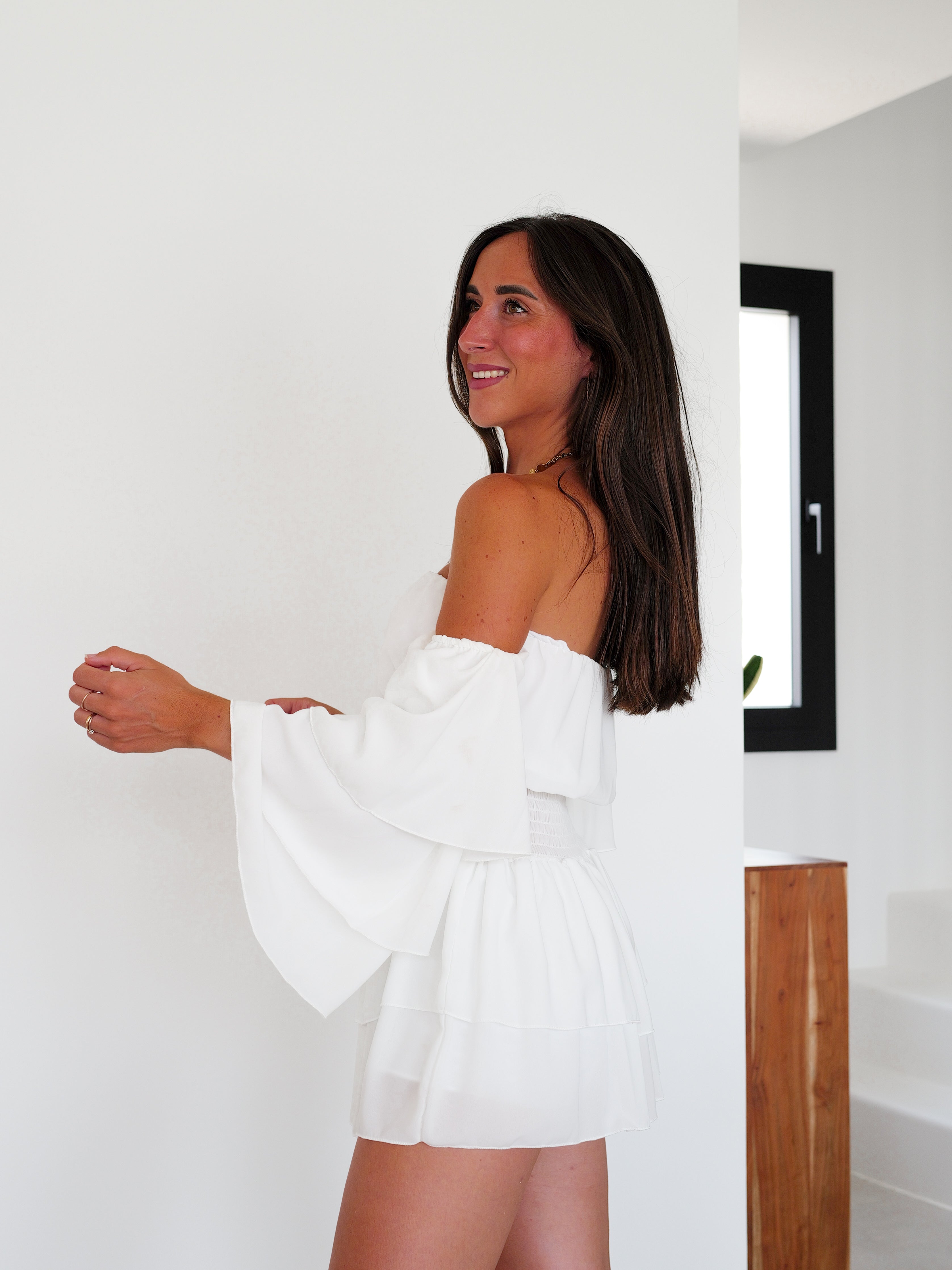 Tuta mini romantica bianca