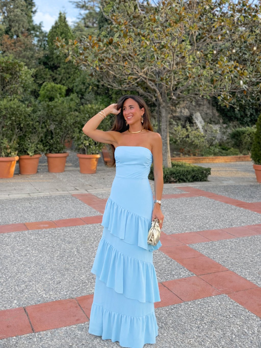 Abito con volant azzurro - SORELLAS