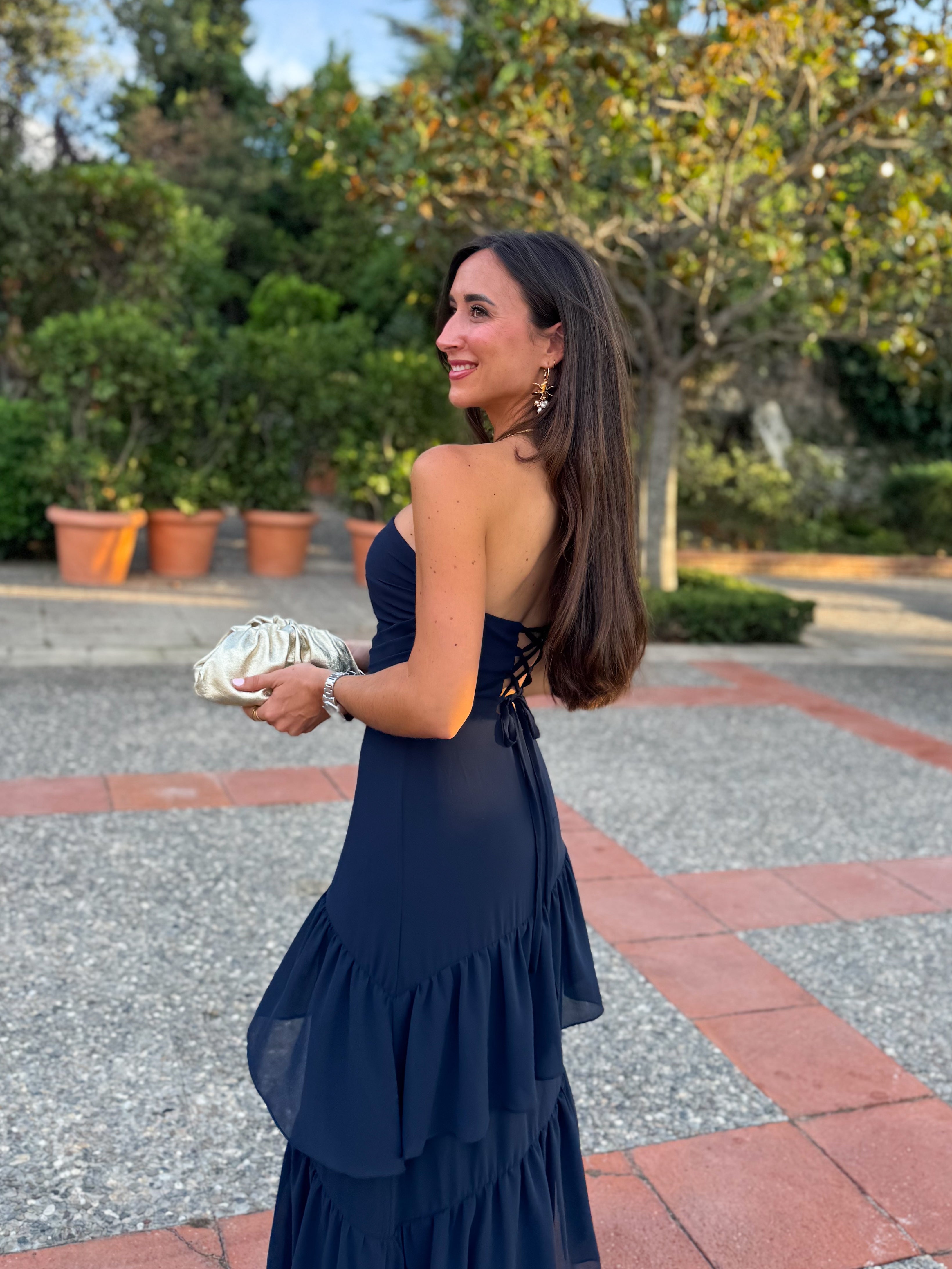 Abito con volant navy