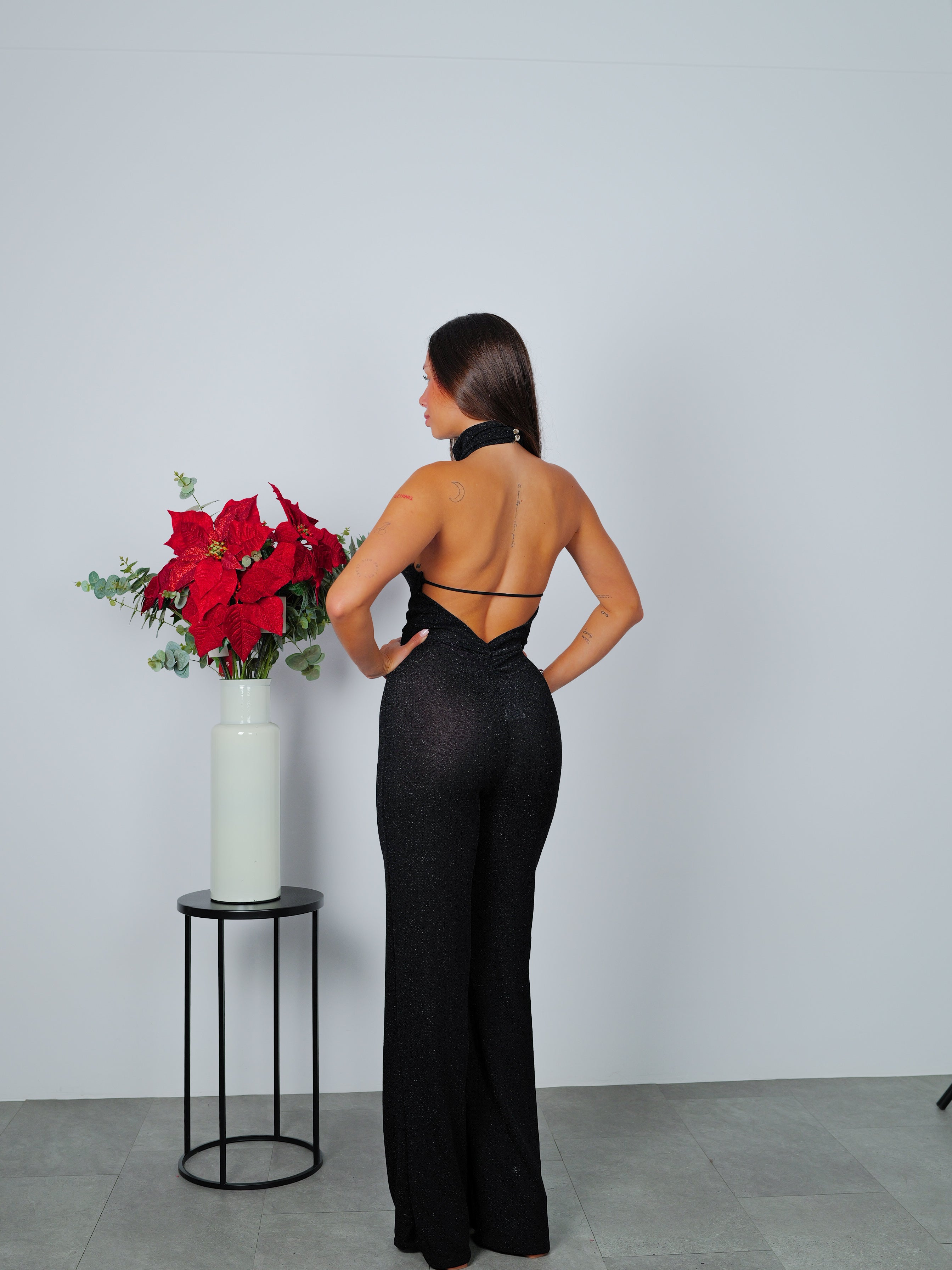 Tuta lurex collo alto nero