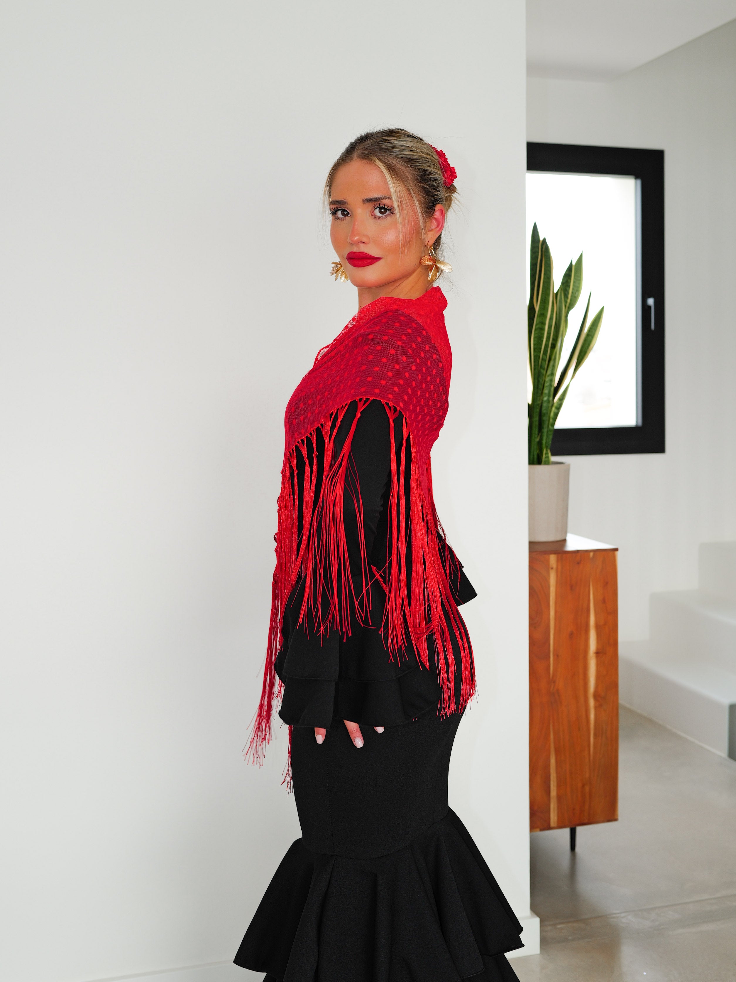 Abito da flamenco con balze nere