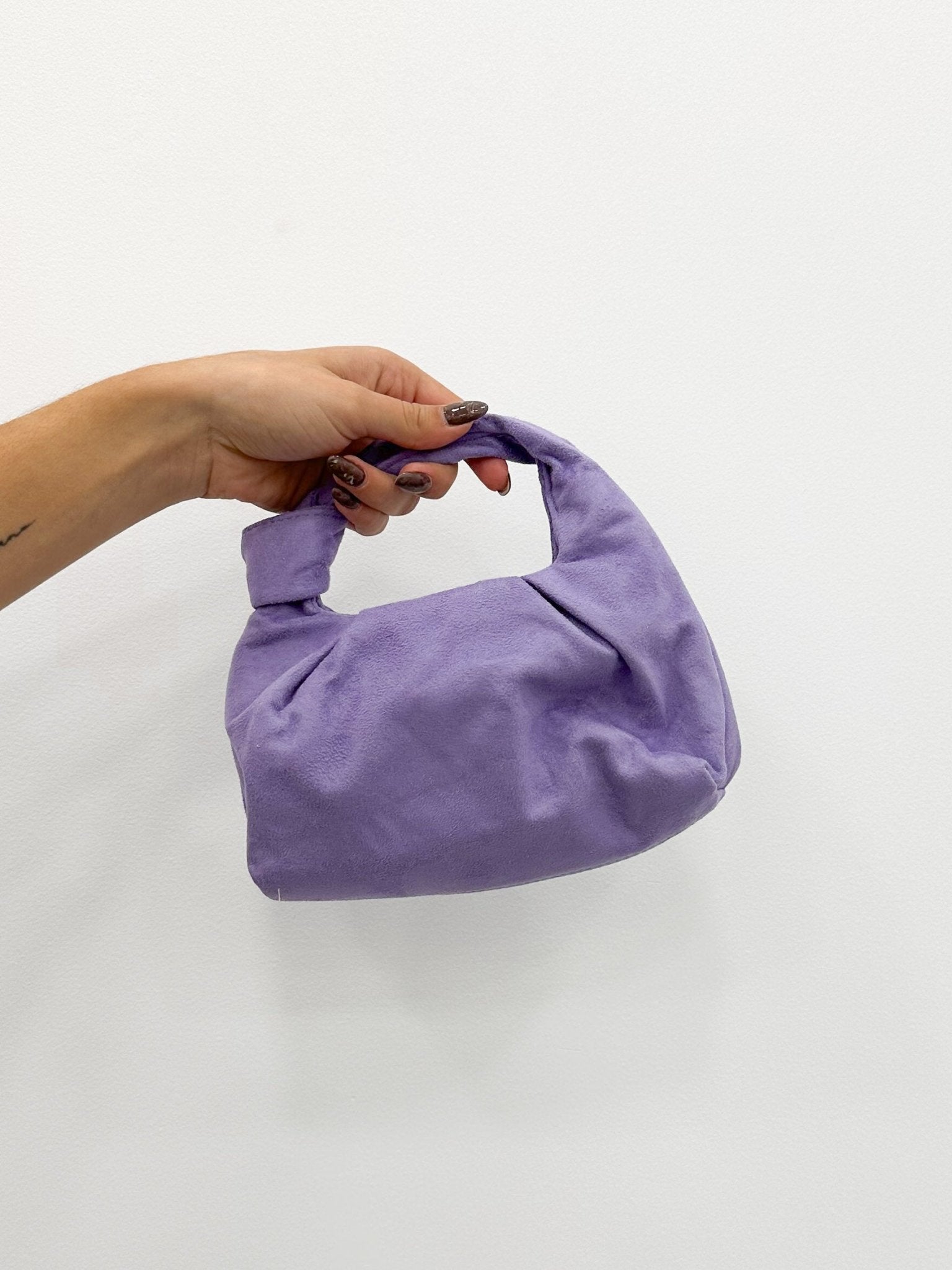 Clutch in camoscio con nodo lilla - Sorellas The Brand Barcelona S.L