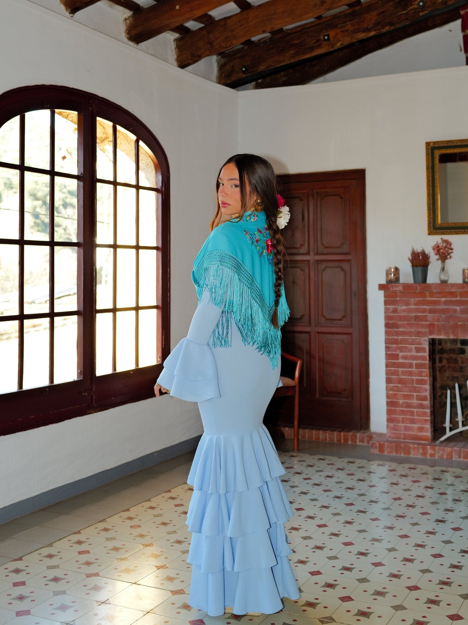 Abito flamenco con volant azzurro - Sorellas The Brand Barcelona S.L