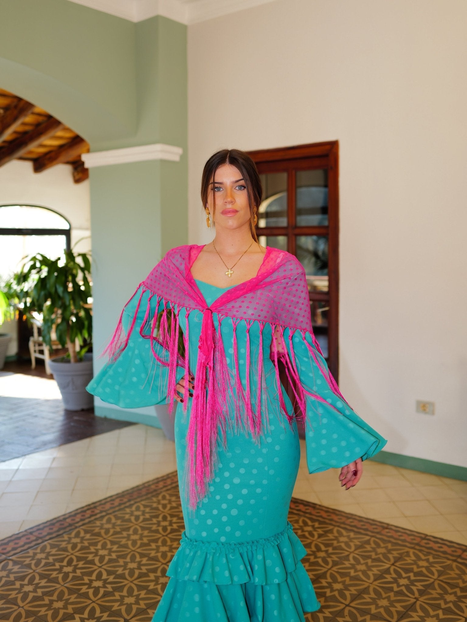 Abito flamenco con volant a pois turchesi - Sorellas The Brand Barcelona S.L