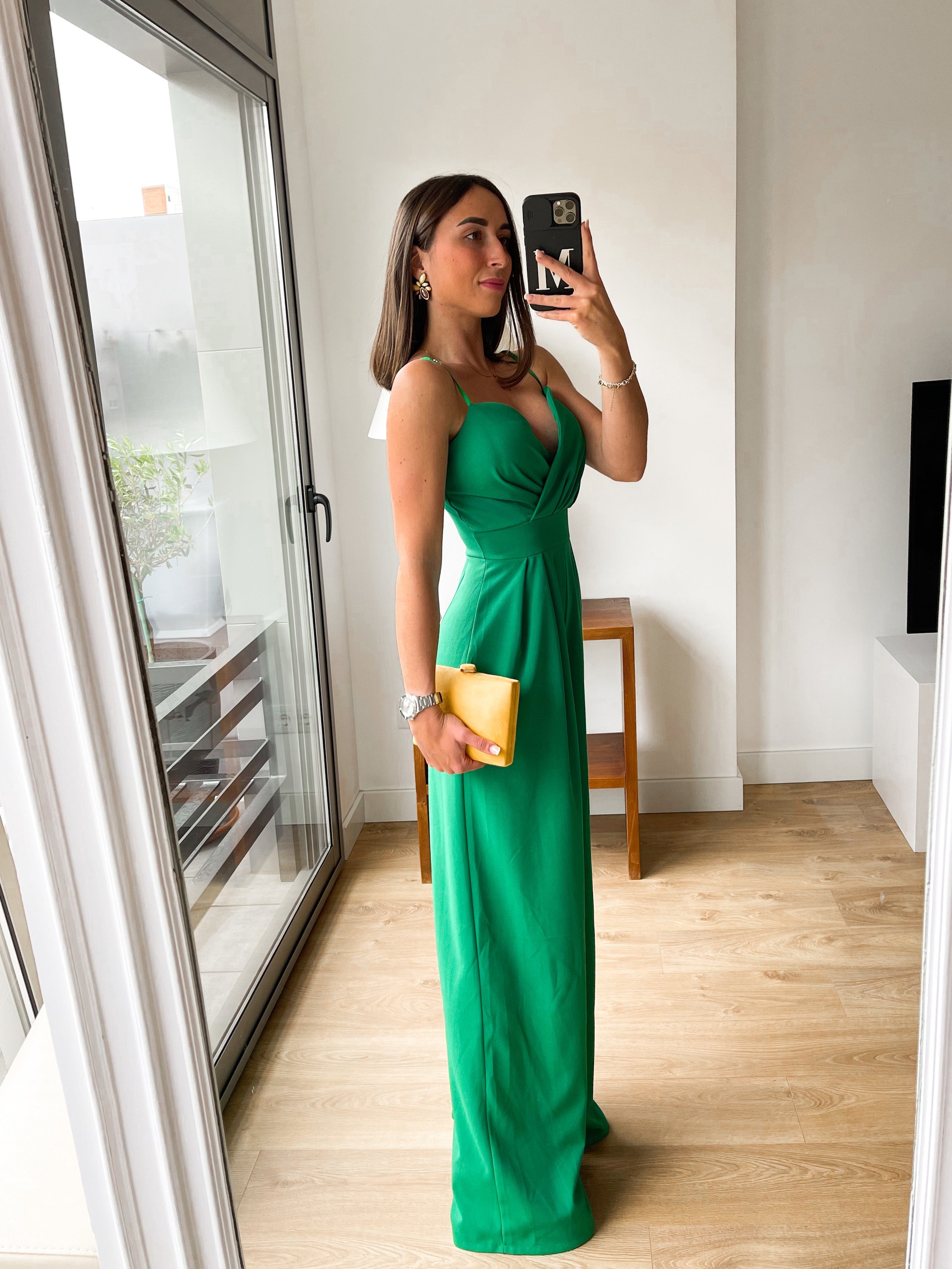 Tuta crepe cuore verde