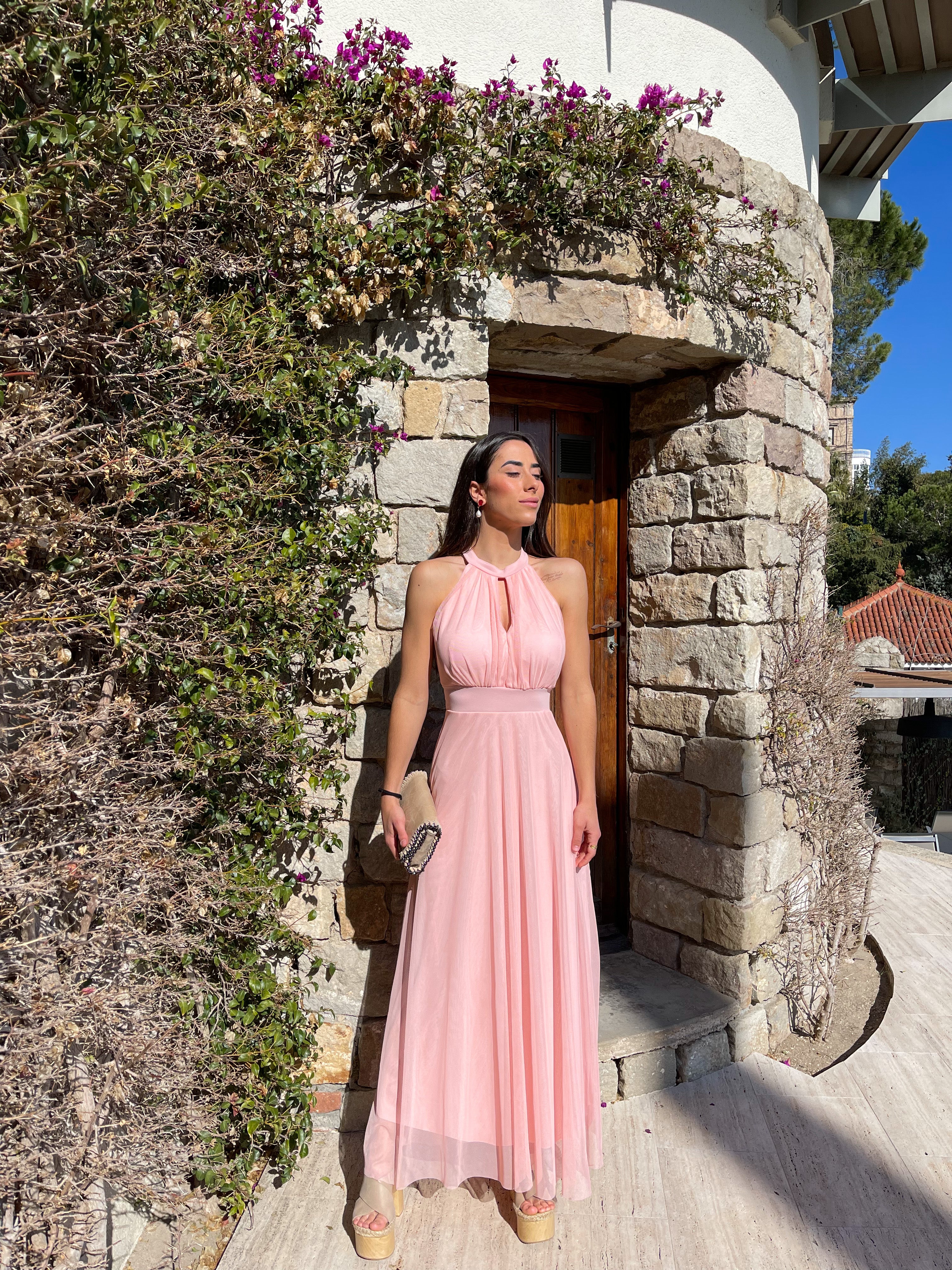 Abito a fascia in tulle rosa