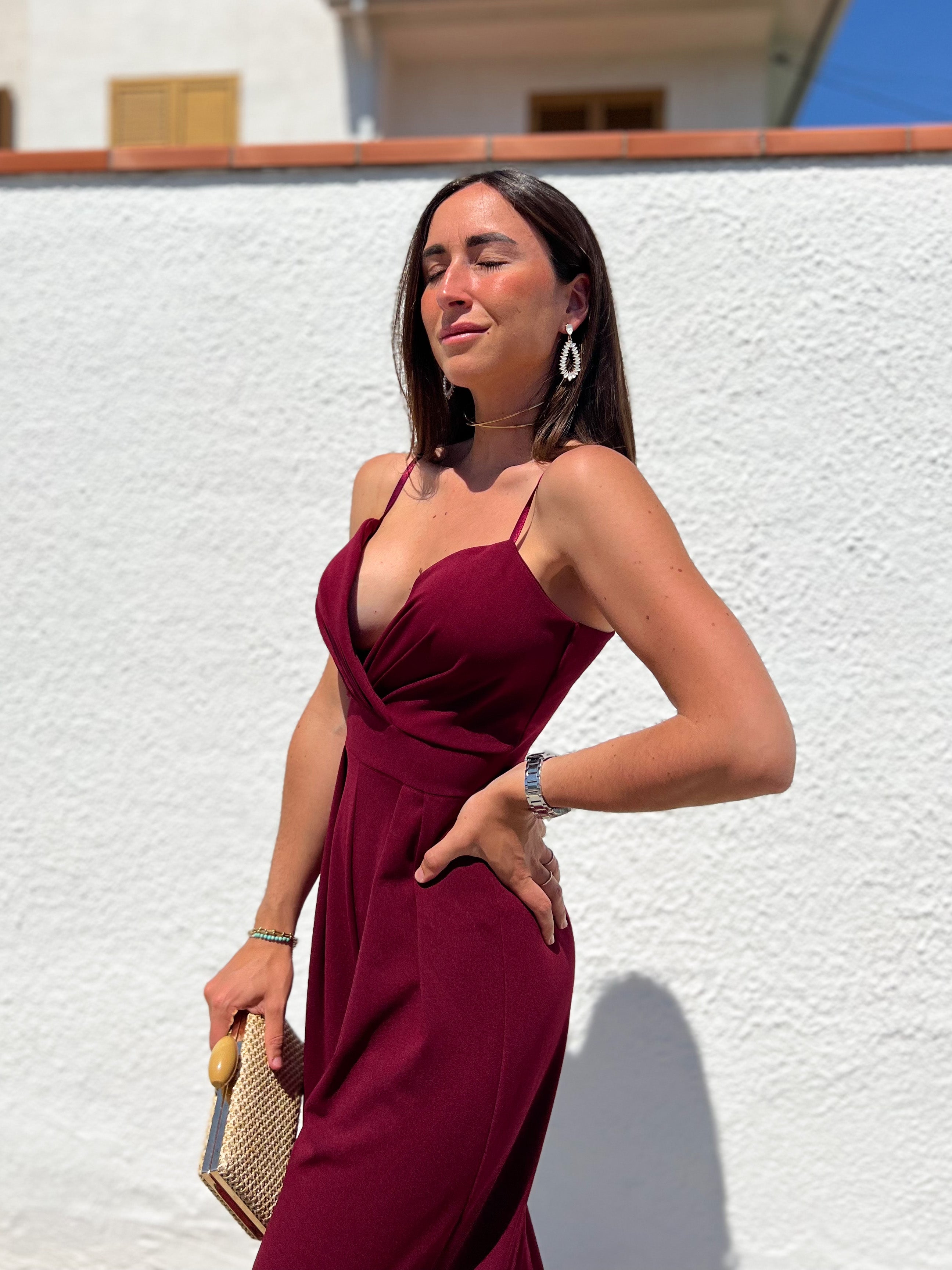 Tuta crepe cuore vino