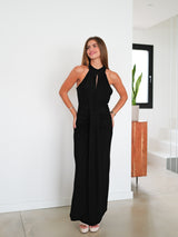 Vestido lurex halter ovalo negro