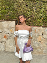 Vestido mini falda abullonada blanco