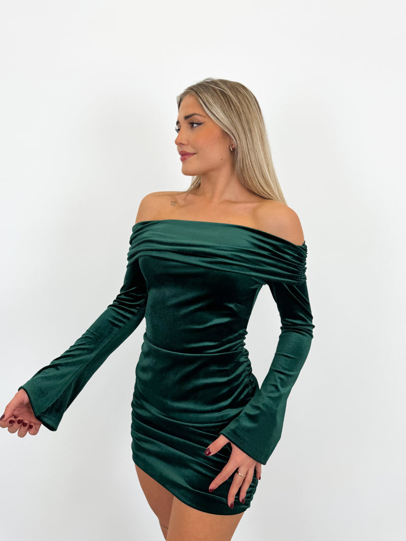 Vestido bardot velvet botella