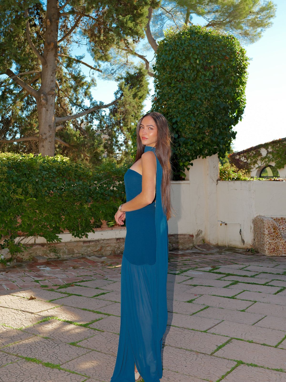 Robe à jupe en tulle couleur pétrole