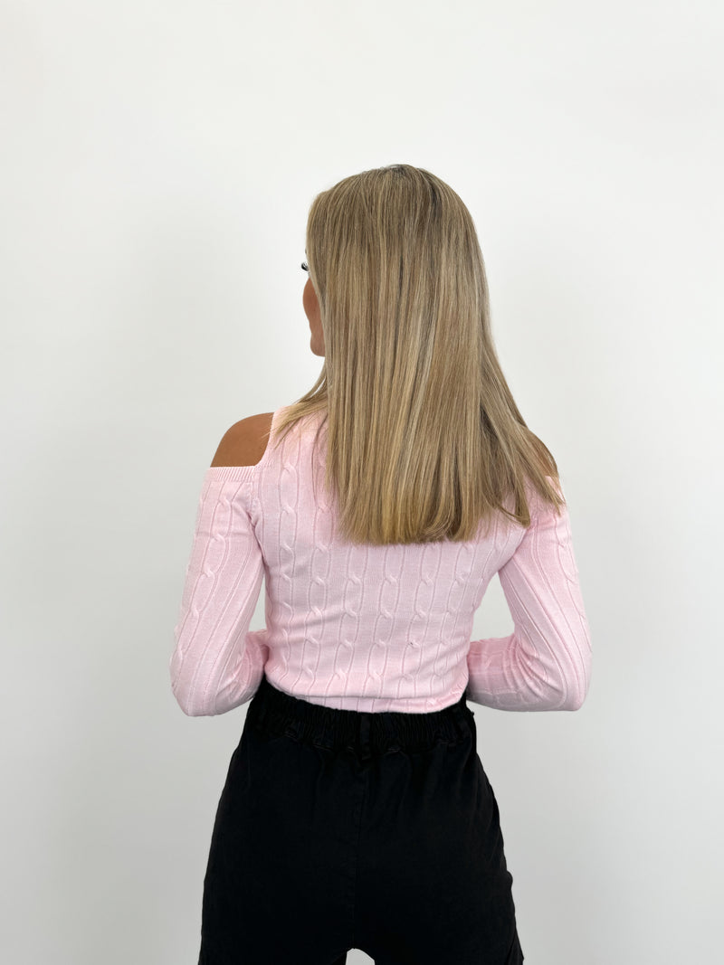 Jersey hombros trenza rosa