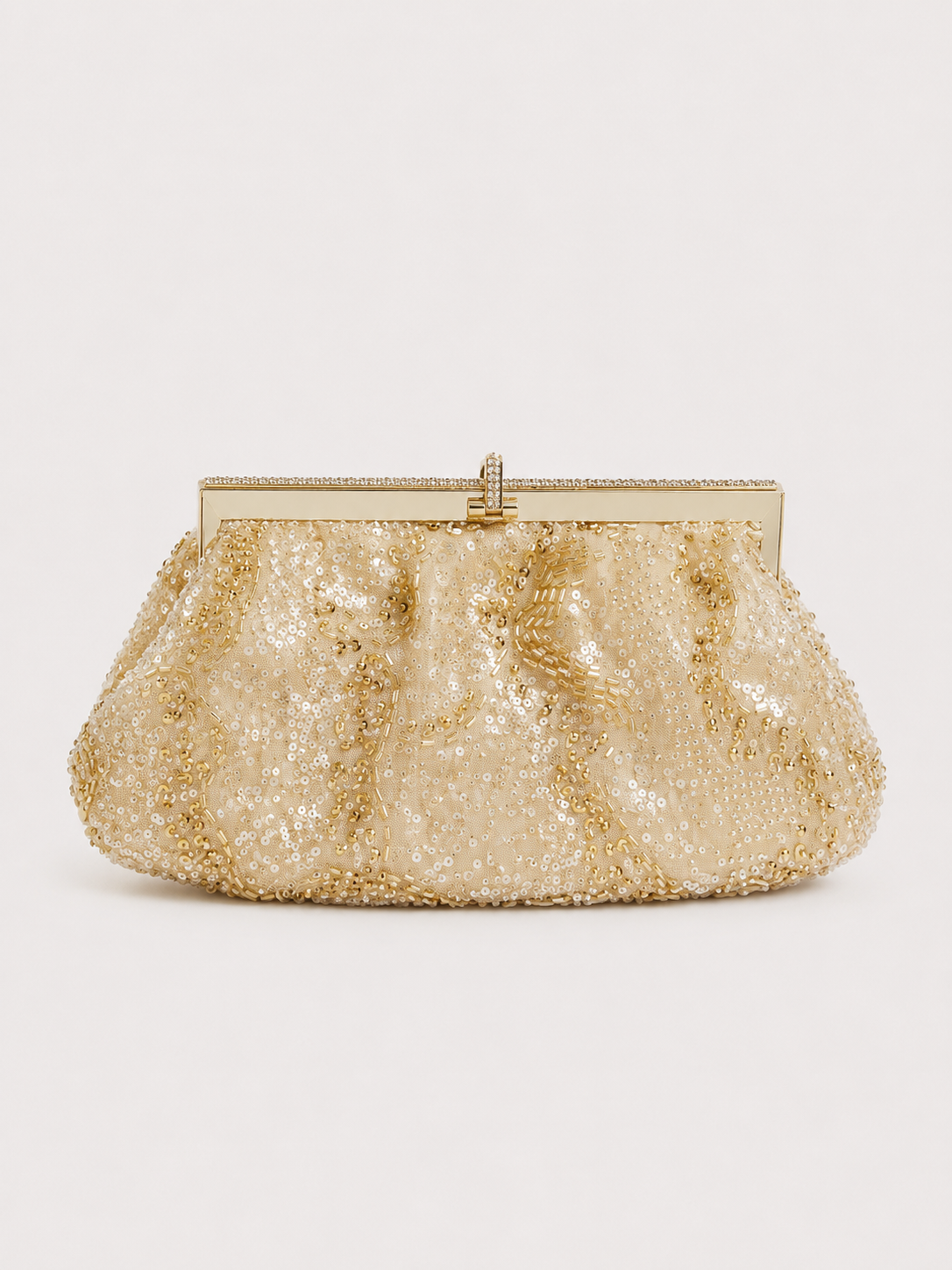 Clutch bombonera lentejuelas dorado