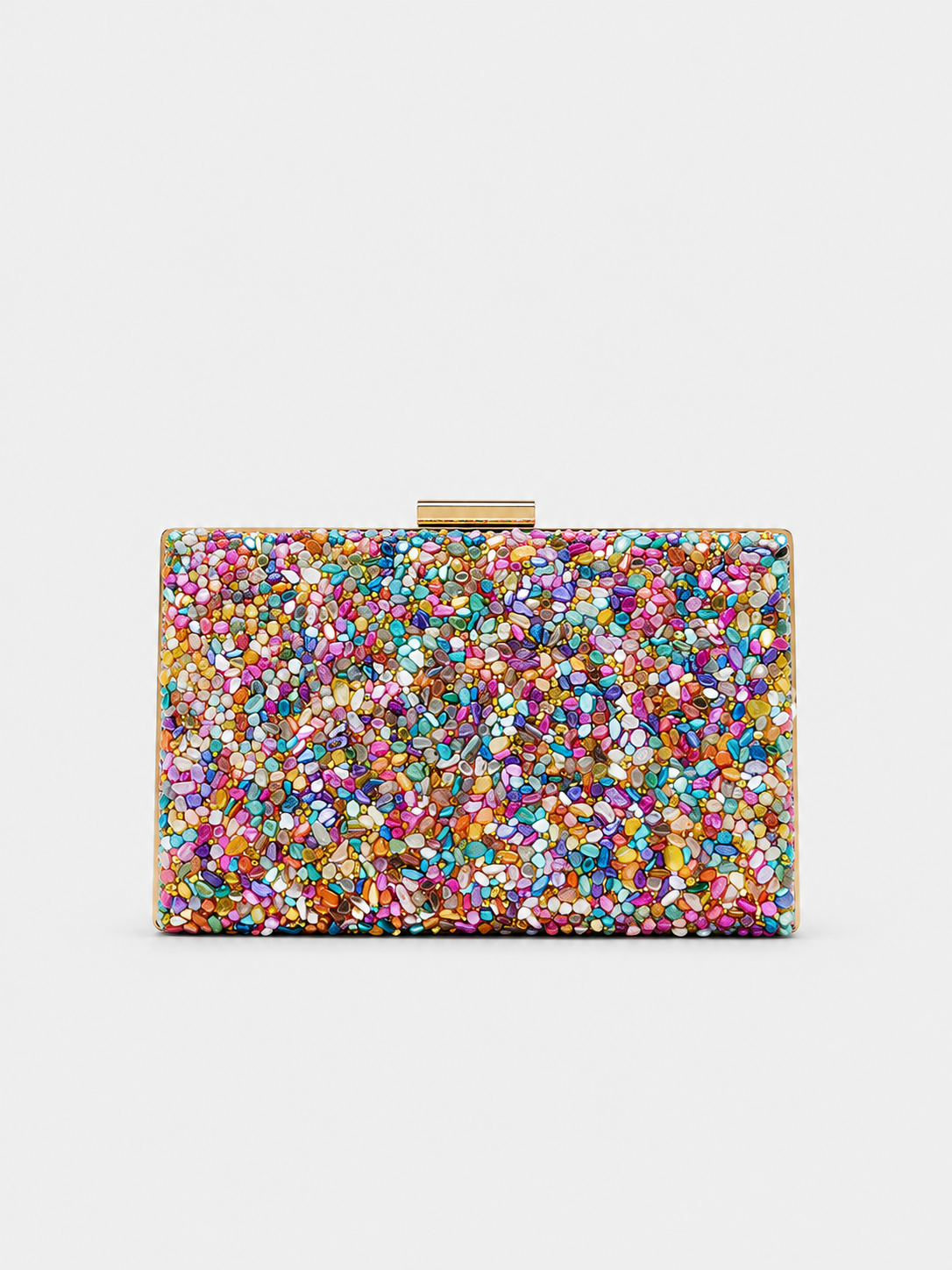 Pochette avec pierres dorées
