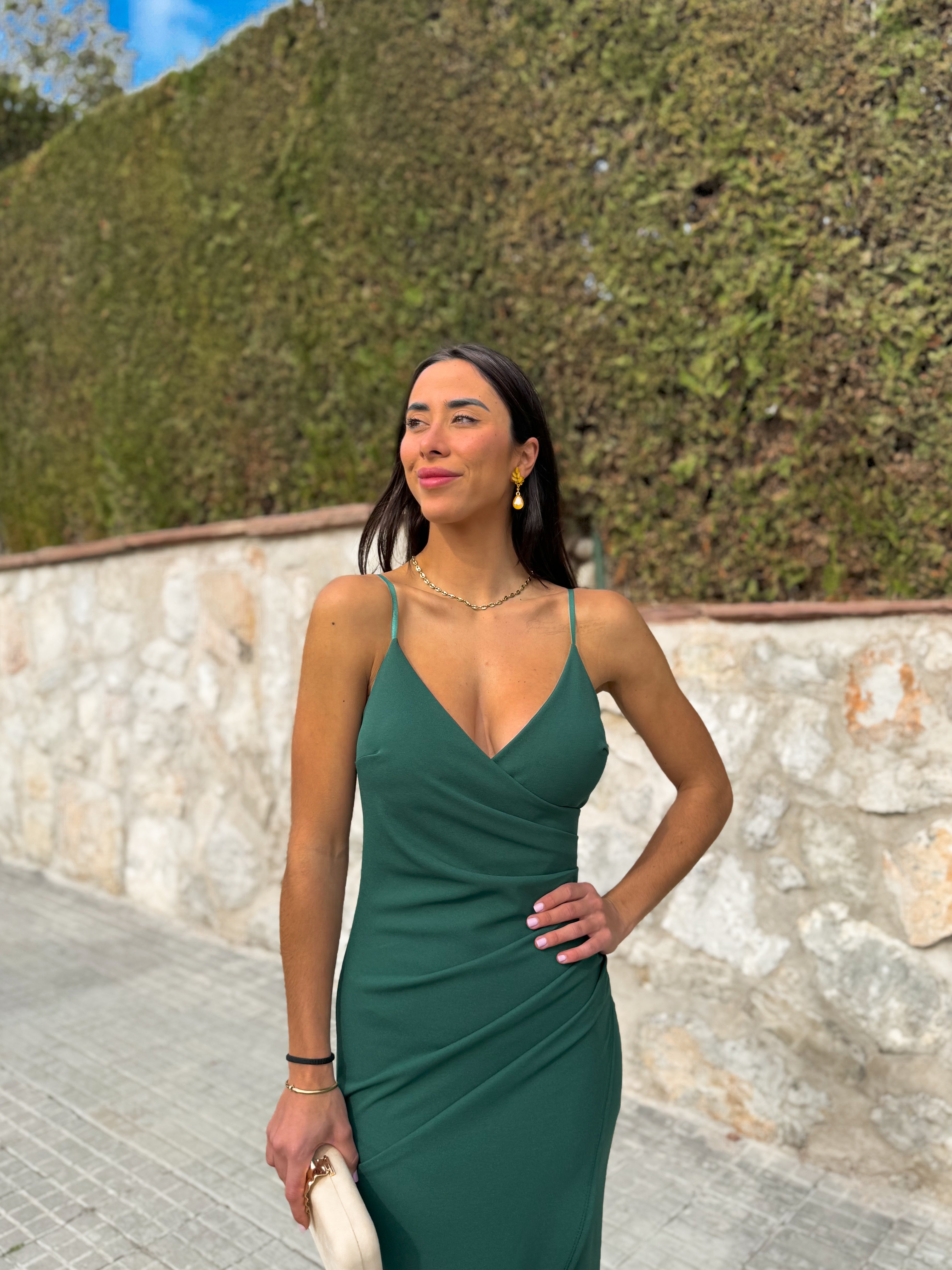 Vestido midi tirantes verde