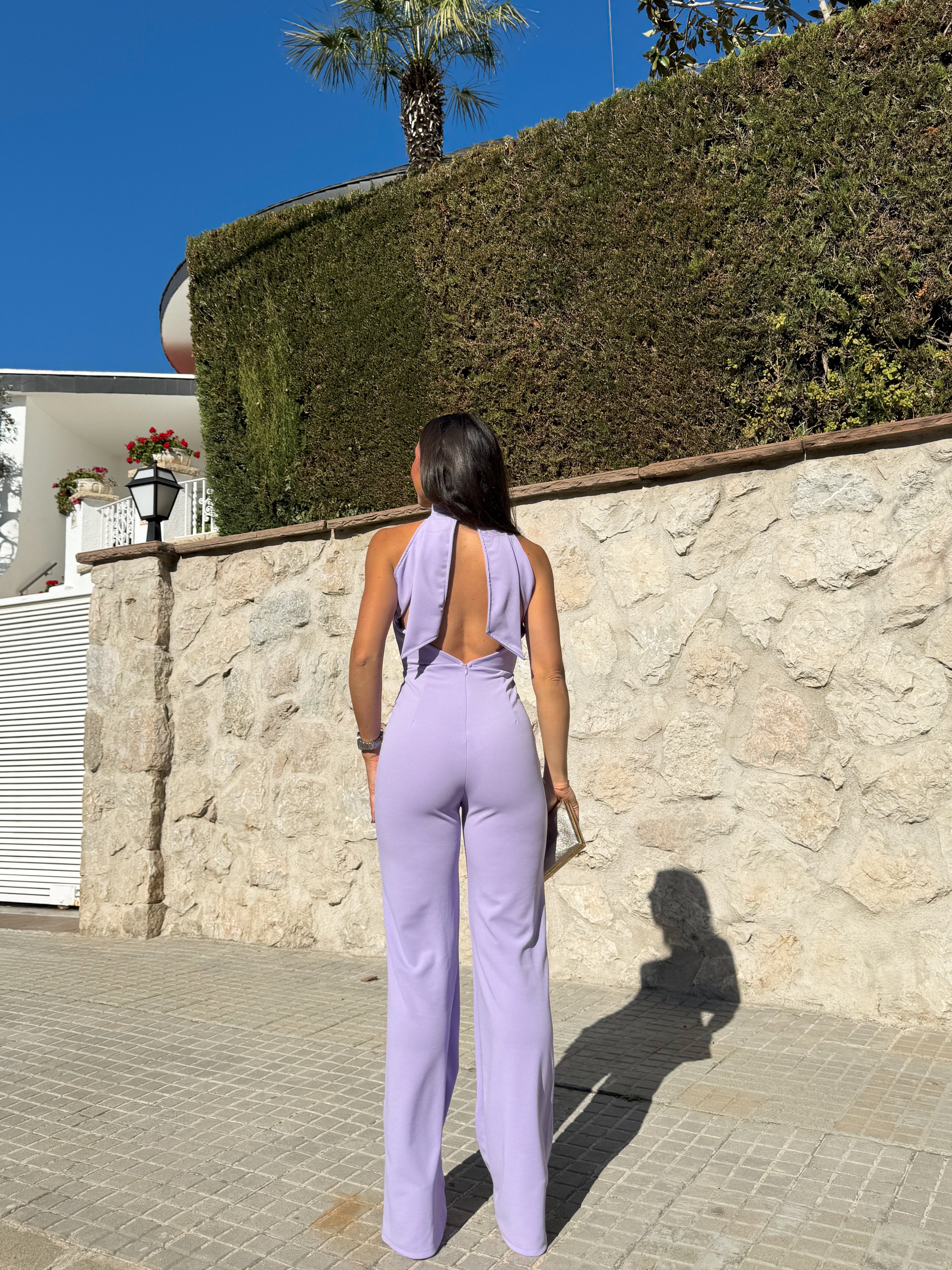 Combinaison en crêpe lilas