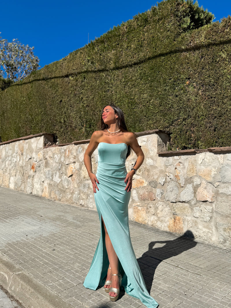 Vestido palabra tirantes entrelazado menta