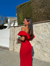 Vestido largo pomposo rojo