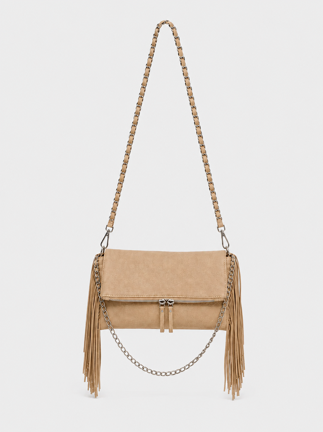 Sac en cuir marron à franges