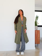 Abrigo trench midi caqui