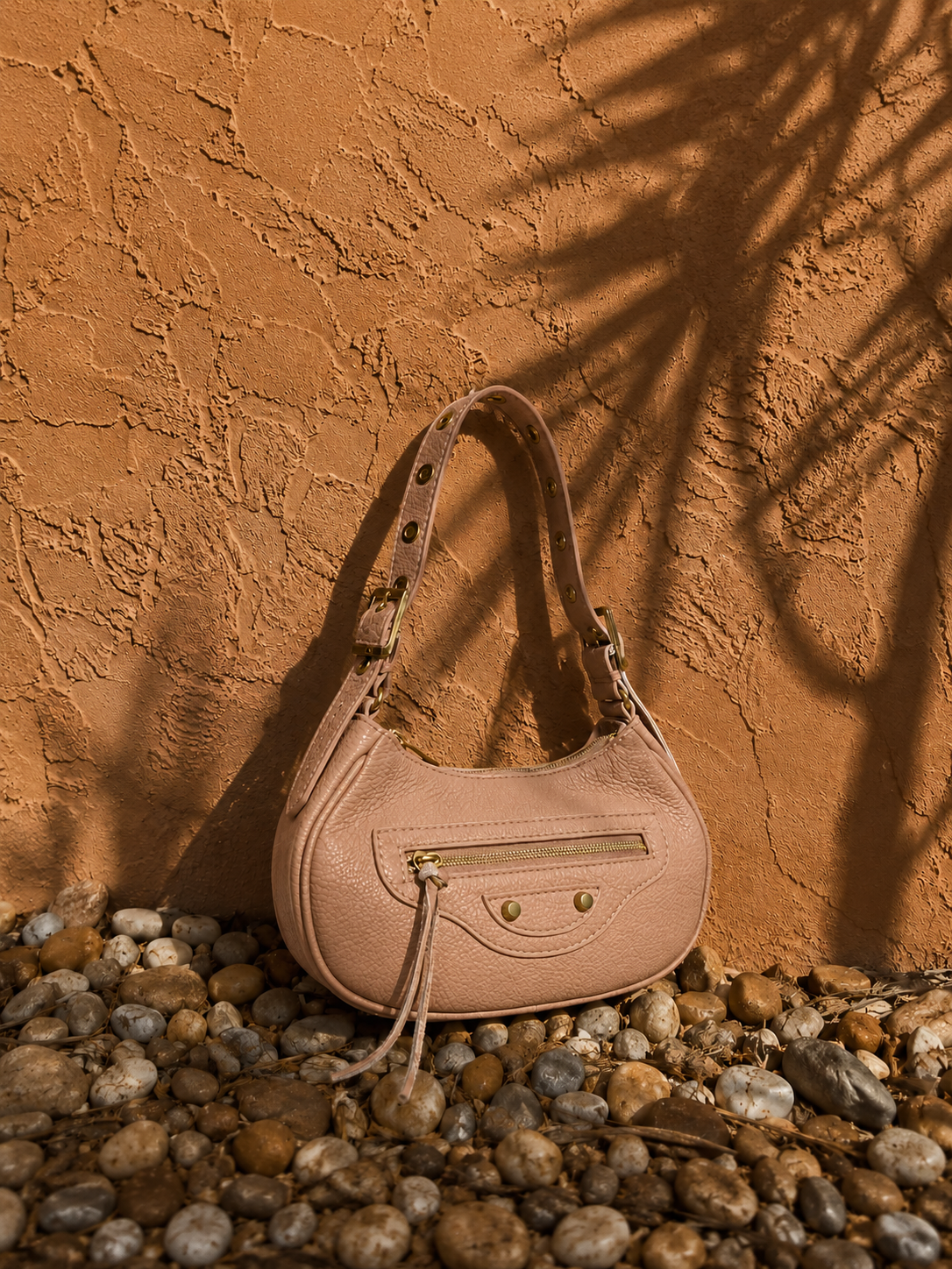 Sac baguette à bandoulière beige