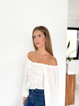 Blusa palabra botones blanco