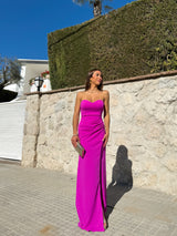 Vestido corazon ajustado fucsia