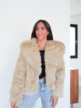 Chaqueta pelo solapa beige