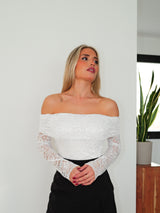 Blusa bardot encaje blanca