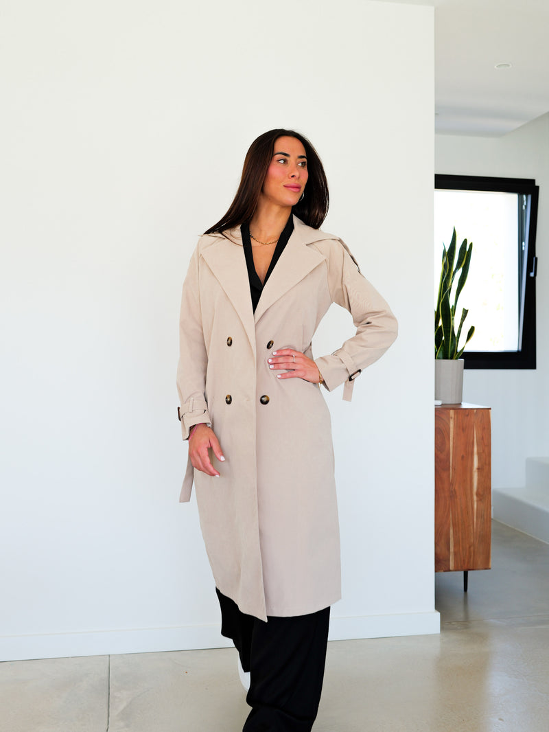 Abrigo trench midi beige