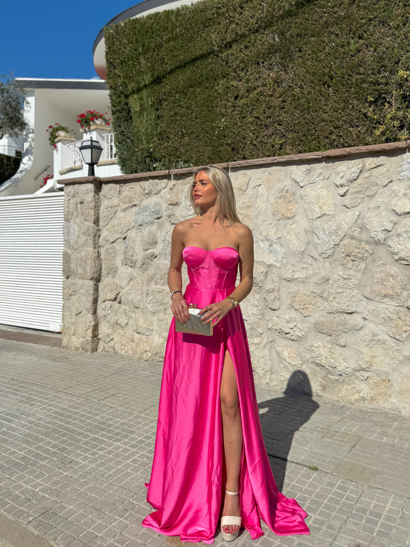 Vestido corse palabra fucsia