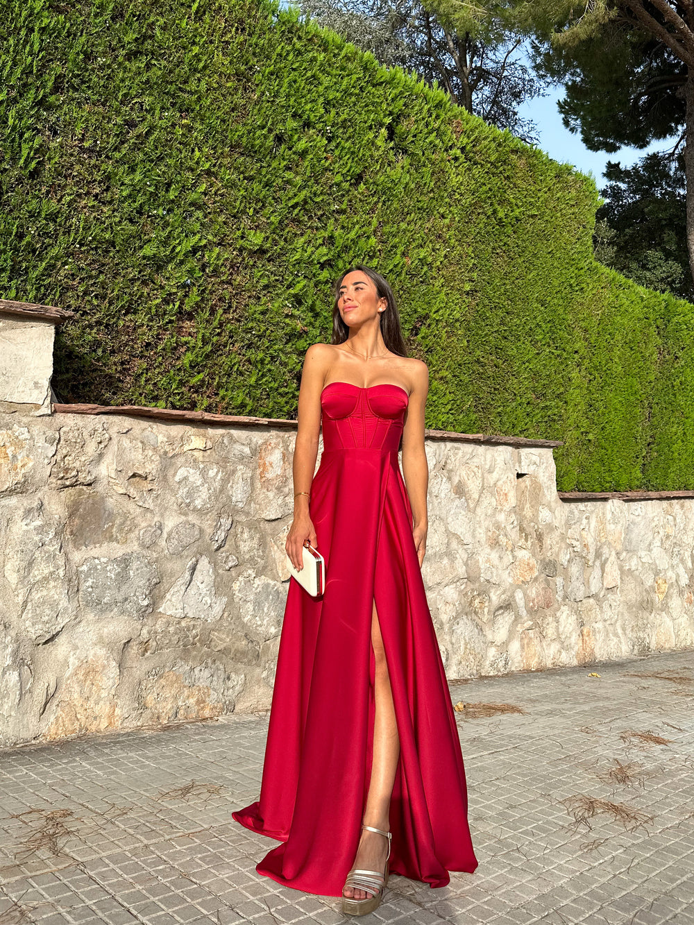 Maxivestido Hime de terciopelo burdeos