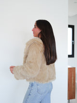 Chaqueta pelo solapa beige