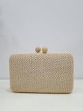 Clutch fiesta efecto rafia beige