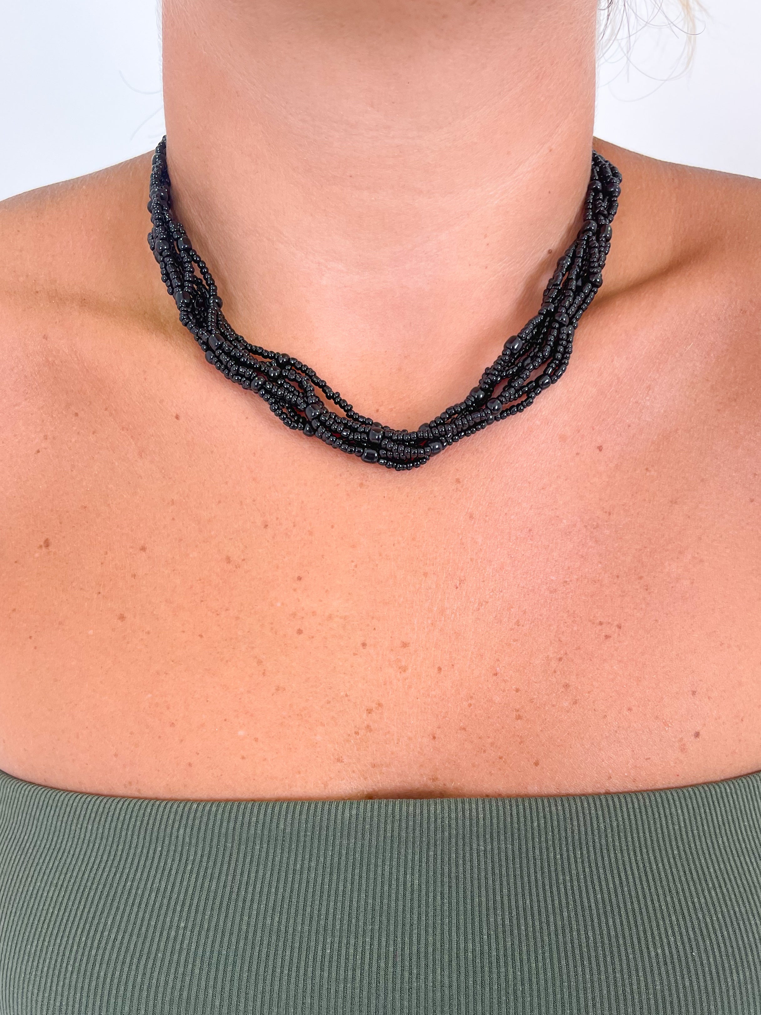 Collar multi perlas negras