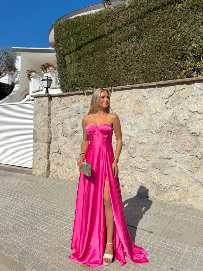 Vestido corse palabra fucsia