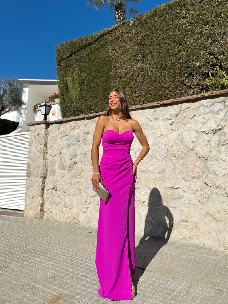 Vestido corazon ajustado fucsia