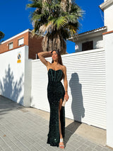 Vestido corse sirena glitter botella