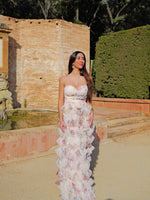 Vestido palabra romántico volantes flores blanco