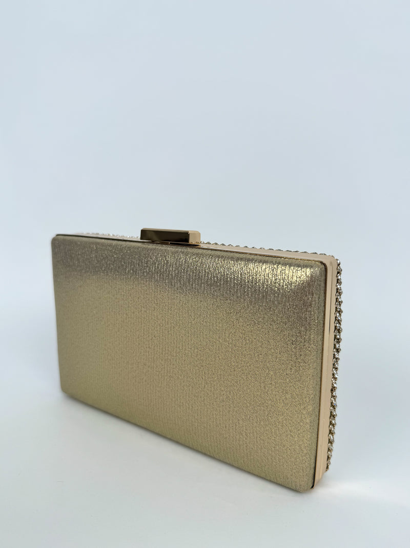 Clutch brillos dorado efecto