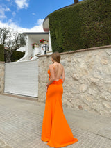 Vestido espalda pico naranja