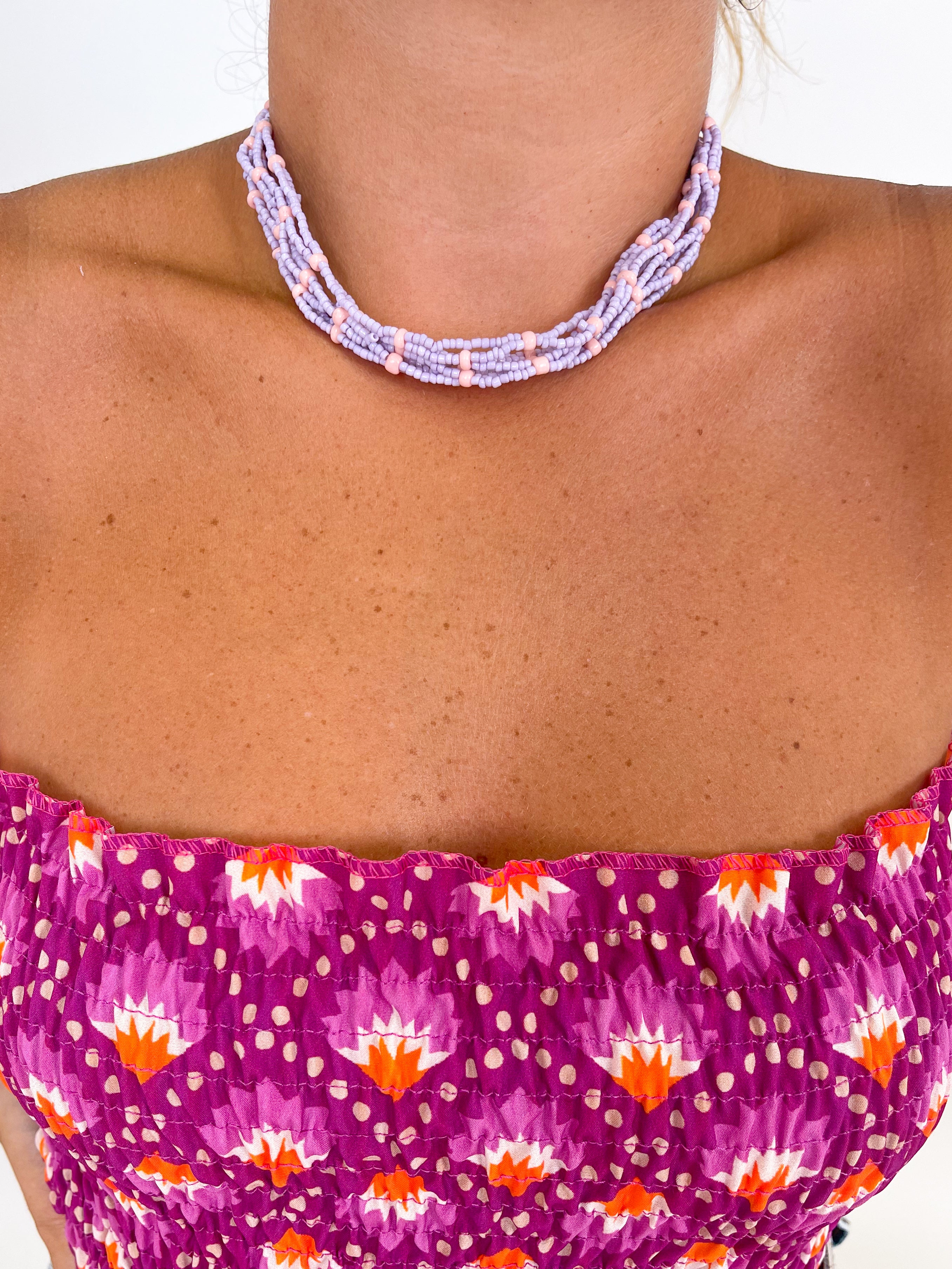 Collar multi perlas lilas