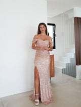 Vestido corse manguitos glitter rosa