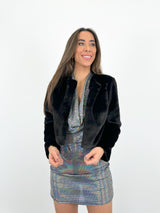 Chaqueta crop pelo negra