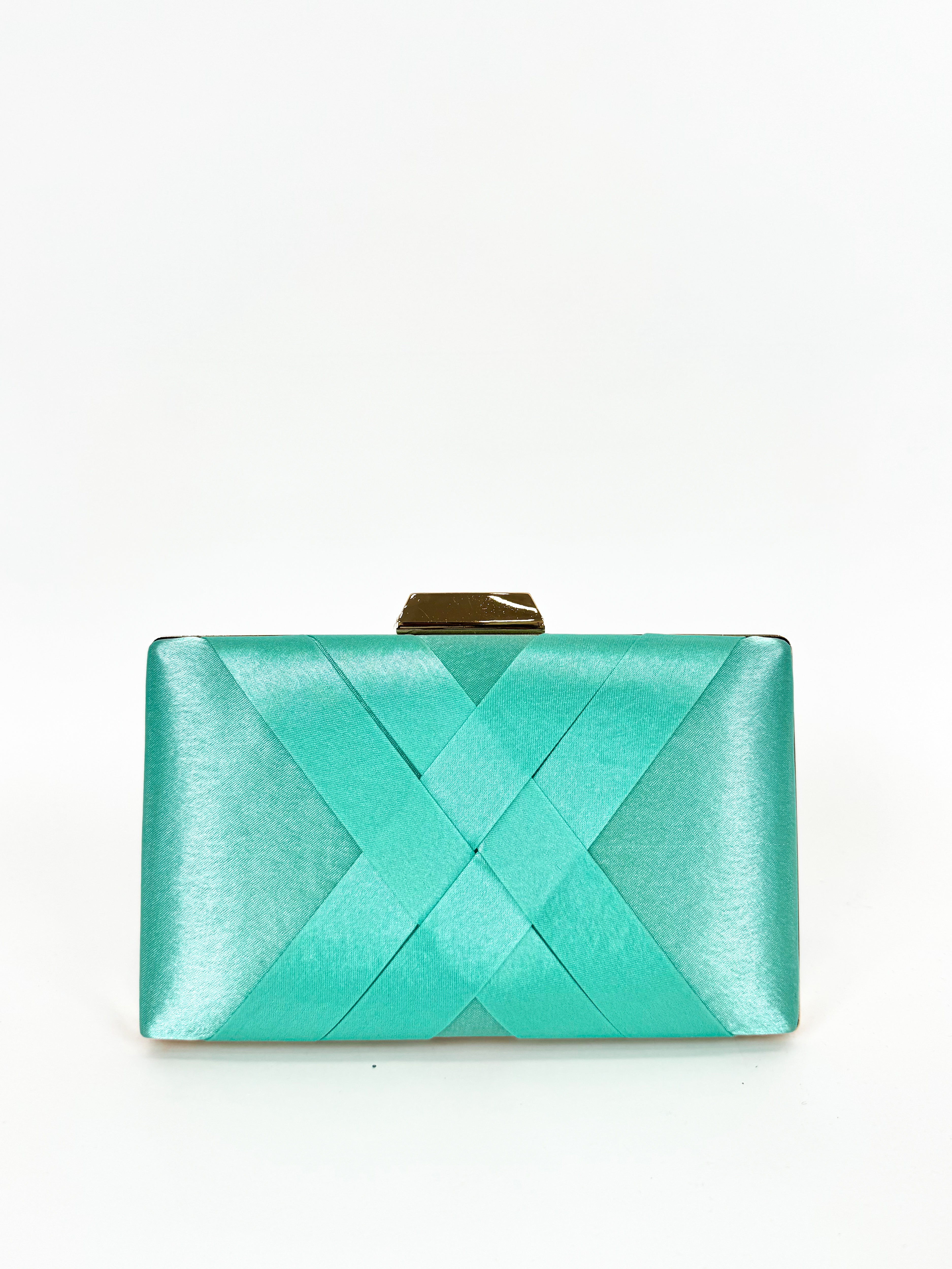 Clutch satinado verde turquesa