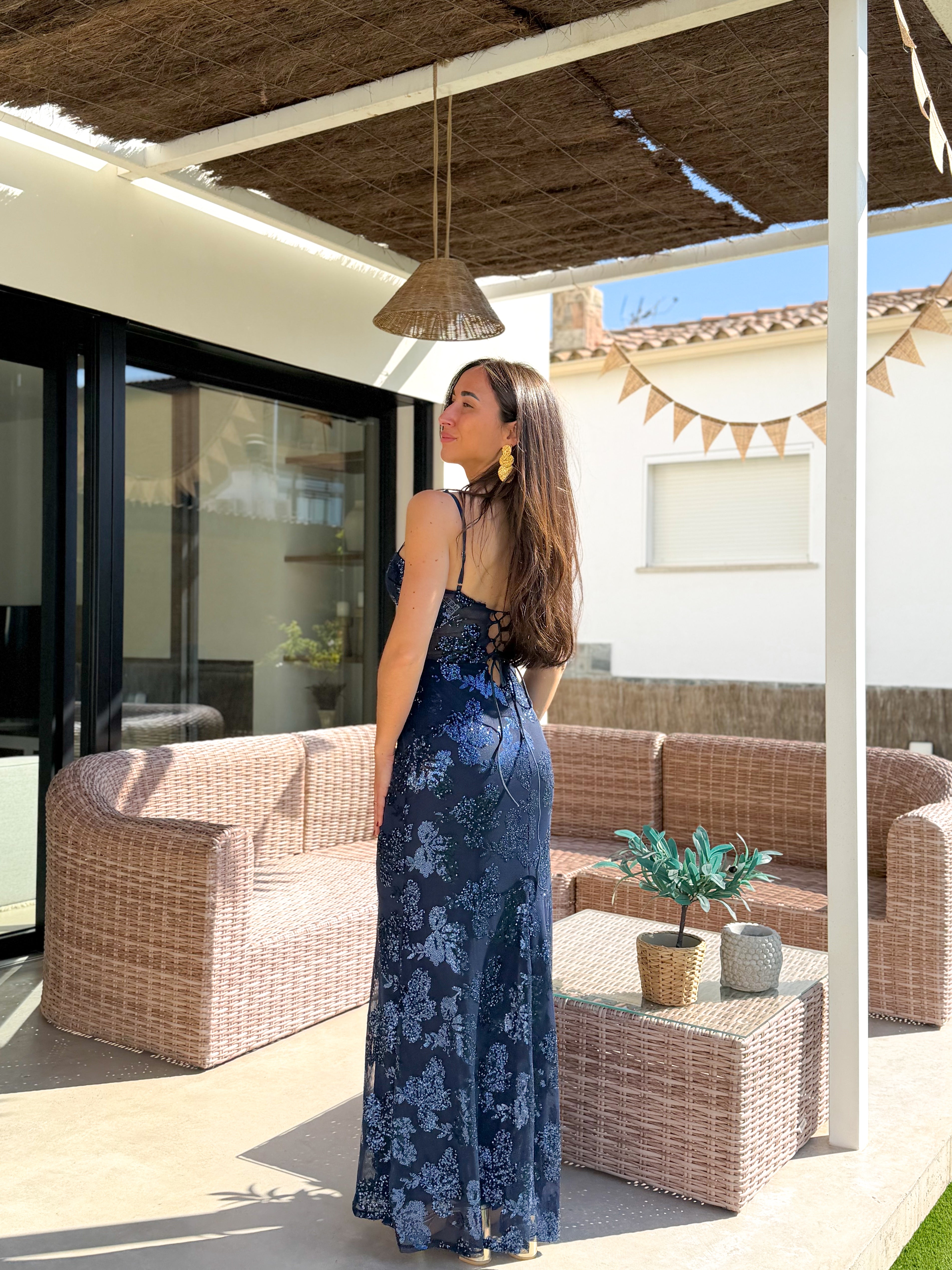 Vestido corsé detalles marino