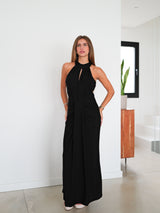 Vestido lurex halter ovalo negro