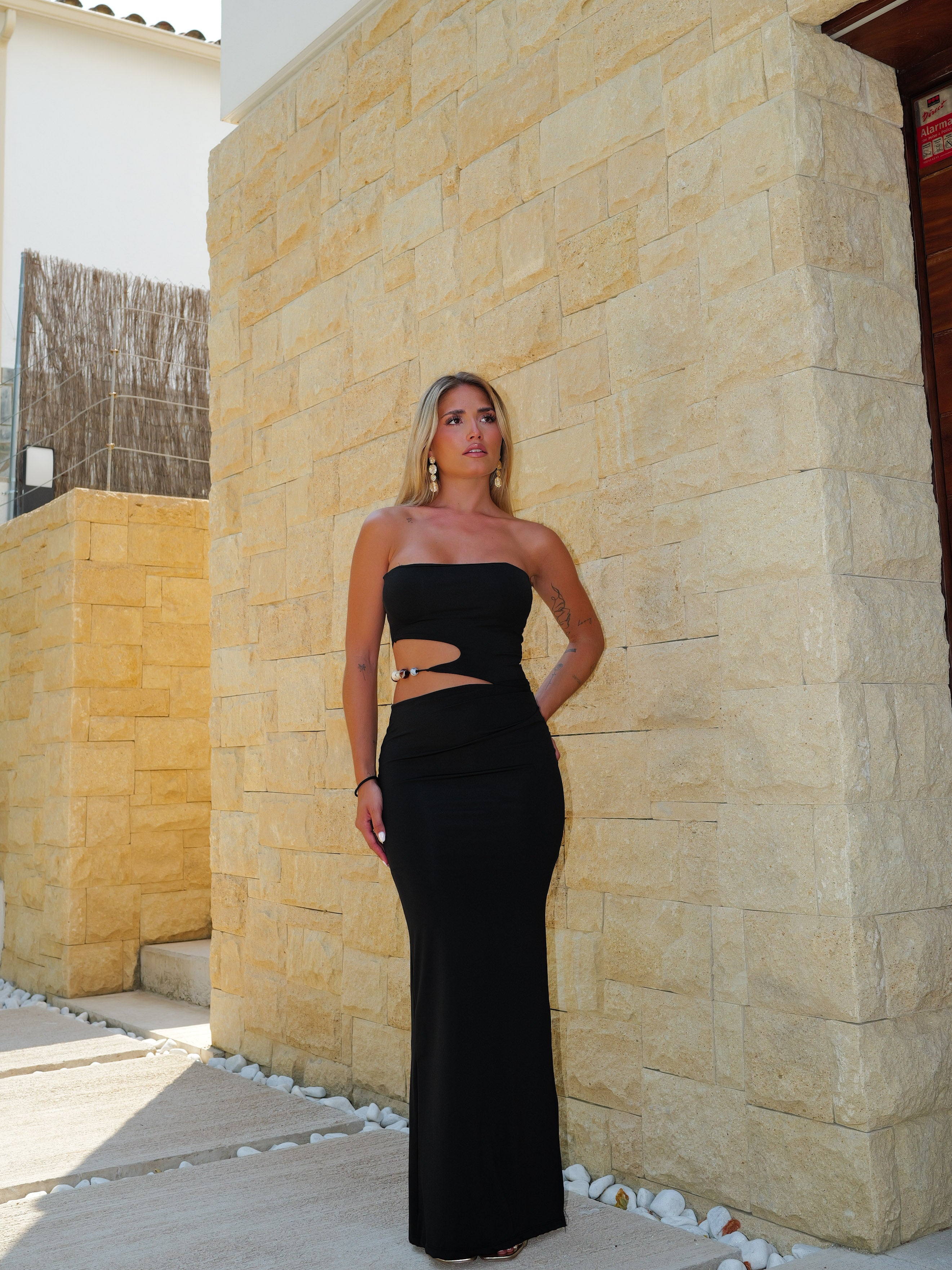 Vestido palabra abalorios negro